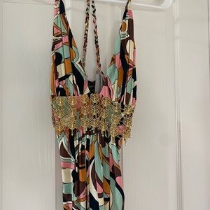 Sky paisley print gold hardware top